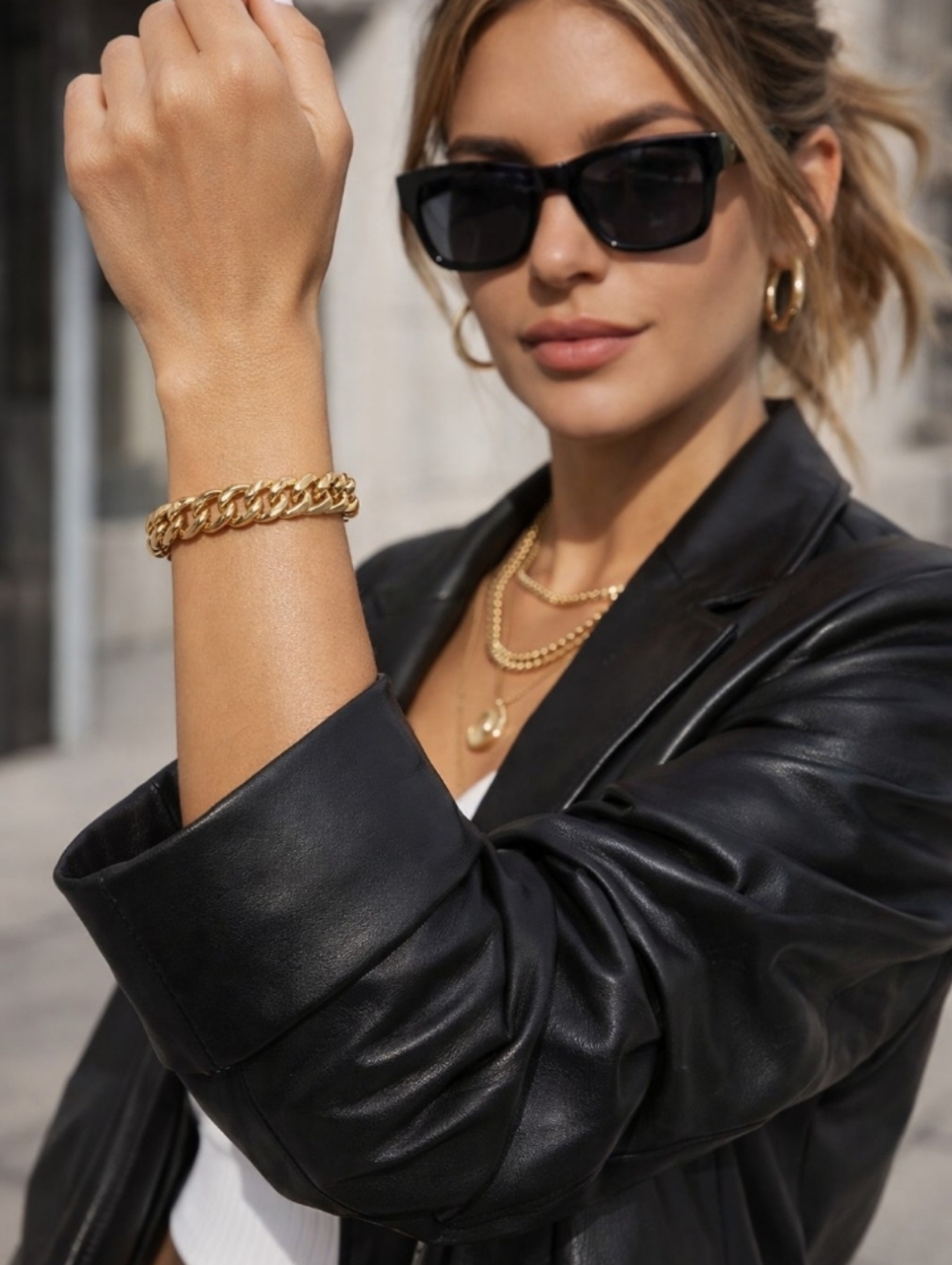 Vintage Chunky Gold Chain Bracelet - Bold Gold Bracelet 18k